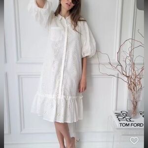 Elegant White Eyelet Dress NWT
